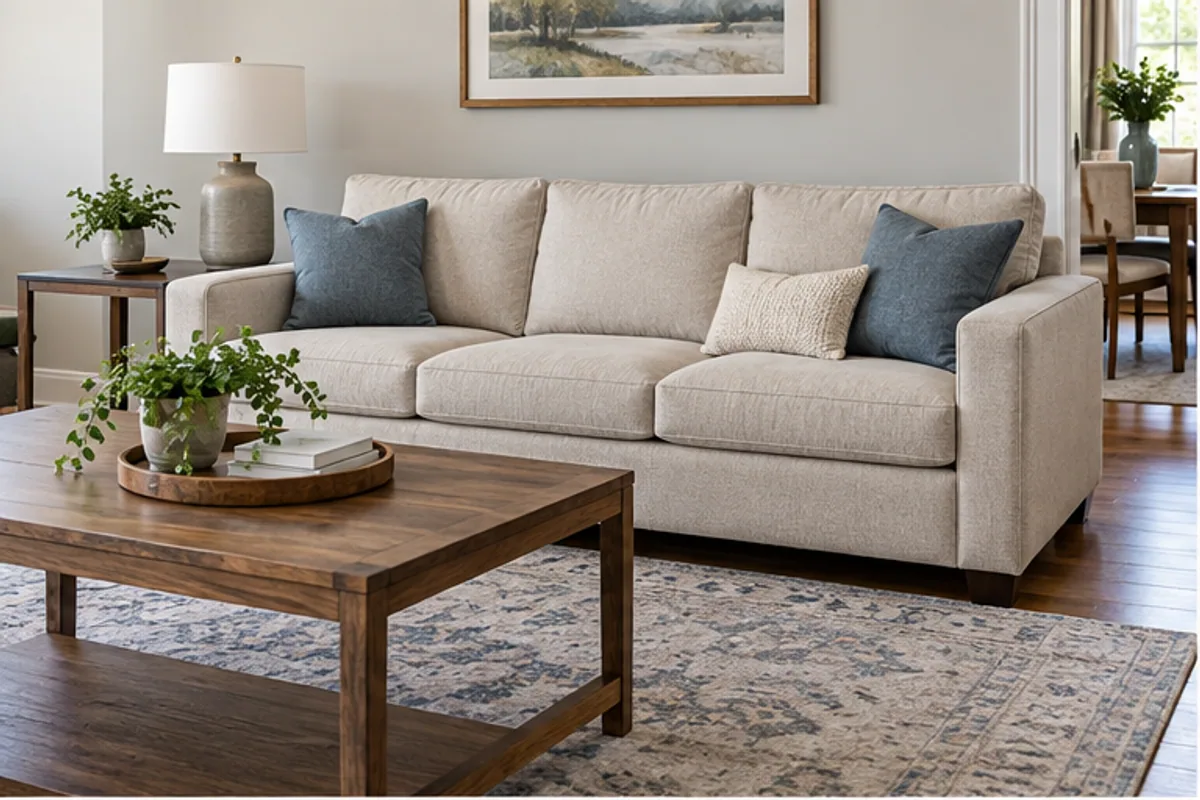 sofa replacement in a repaired room
